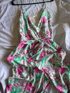 Floral Wrap Midi Dress in Pink & Mint